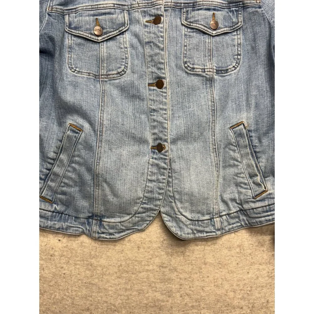 Venezia Denim Trucker Jean Jacket Plus 22/24  Stretch Blazer 90s Y2K - Picture 3 of 8